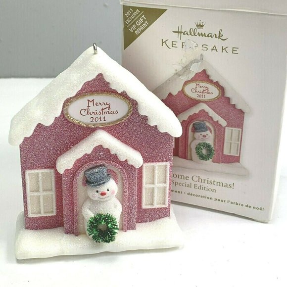 Hallmark Other - Hallmark Keepsake Ornament Welcome Christmas 2011 Exclusive VIP Repaint Pink